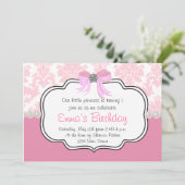 ピンクダイヤモンドとパールのダマスク招待状 招待状 (スタンド正面)