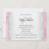 ピンクダイヤモンドと真珠のベビーシャワー 招待状 (裏面)