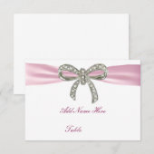 ピンクダイヤモンドのリボン 結婚式 テーブル 名札 招待状 (正面/裏面)