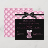 ピンクダイヤモンドの新しいデザイン 黒のクラシックなコルセット 招待状 (正面/裏面)