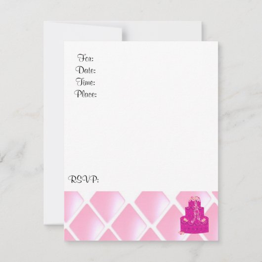 ピンクダイヤモンドアンドケーキ誕生日招待状 招待状 (裏面)