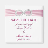 ピンクダイヤモンドインフィニティウェディング日付磁石を保存 マグネット (正面)