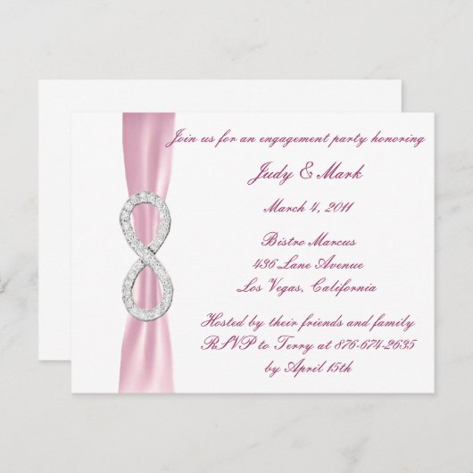 ピンクダイヤモンドインフィニティ婚約パーティ招待状 招待状 (正面/裏面)