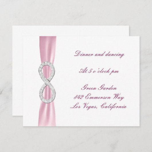 ピンクダイヤモンドインフィニティ結婚式披露宴カード 招待状 (正面/裏面)