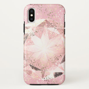 ピンクダイヤモンドオンライトパステル金ゴールドスパークル iPhone X ケース