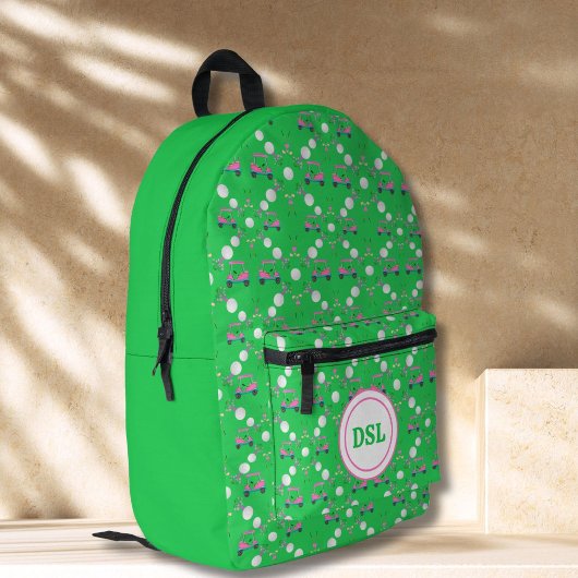 ピンクダイヤモンドゴルフフローラデザインモノグラム プリントバックパック