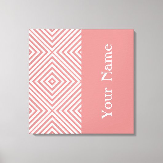 ピンクダイヤモンドシェブロン付き/名前@ Emporiomoffa キャンバスプリント (正面)