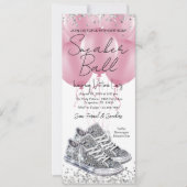 ピンクダイヤモンドスニーカーボール誕生日パーティー電話 招待状 (正面)