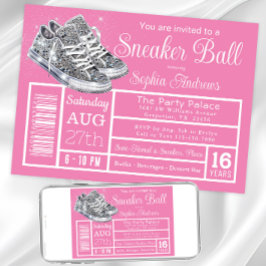 ピンクダイヤモンドスニーカーボール誕生日パーティー 招待状
