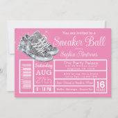 ピンクダイヤモンドスニーカーボール誕生日パーティー 招待状 (正面)