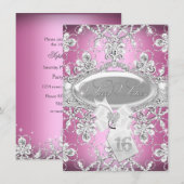 ピンクダイヤモンドティアラプリンセス スイート16 招待状 (正面/裏面)