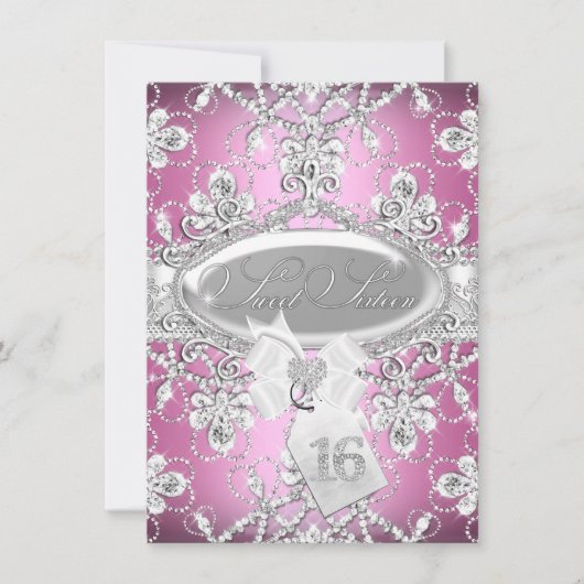ピンクダイヤモンドティアラプリンセス スイート16 招待状 (正面)