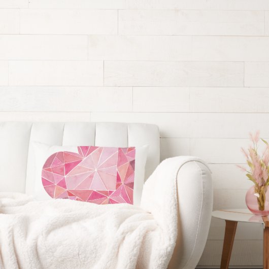 ピンクダイヤモンドハートジェムラブユーバレンタイン ランバークッション (ソファ)