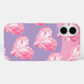 ピンクダイヤモンドハート柄 - かわいい&おしゃれ Case-Mate iPhoneケース (裏面 (横))