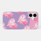 ピンクダイヤモンドハート柄 - かわいい＆おしゃれ iPhone 16ケース (裏面横)