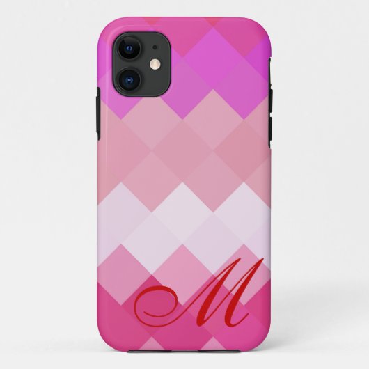 ピンクダイヤモンドパターンとモノグラム4 Case-Mate iPhoneケース (裏面)