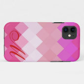 ピンクダイヤモンドパターンとモノグラム4 Case-Mate iPhoneケース (裏面(横))
