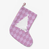 ピンクダイヤモンドパターンクリスマスツリー スモールクリスマスストッキング (正面 (吊り時))