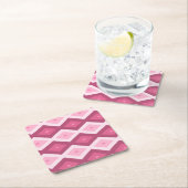 ピンクダイヤモンドパターン スクエアペーパーコースター (インサイチュ)