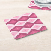 ピンクダイヤモンドパターン スクエアペーパーコースター (アングル)