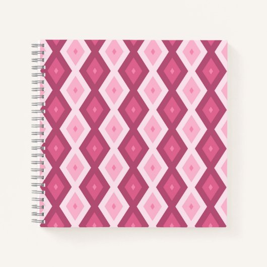 ピンクダイヤモンドパターン ノートブック (正面)