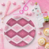 ピンクダイヤモンドパターン ペーパープレート (パーティー)