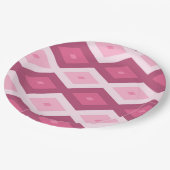 ピンクダイヤモンドパターン ペーパープレート (アングル)
