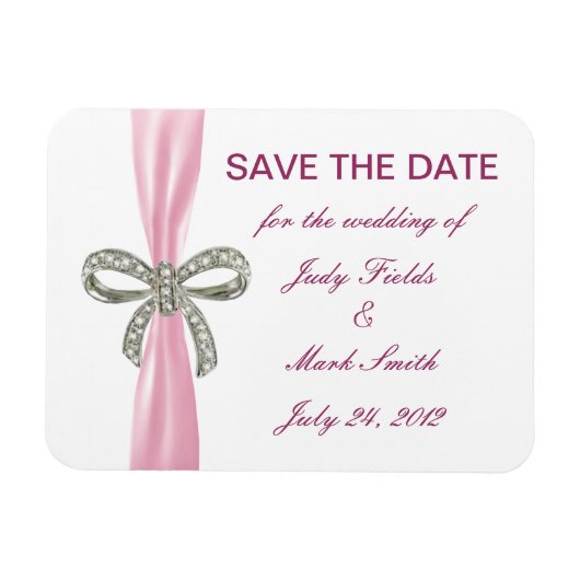 ピンクダイヤモンドボウウェディングデイトマグネットを保存 マグネット (横)