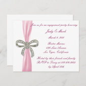 ピンクダイヤモンドボウ婚約パーティ招待状 招待状 (正面/裏面)