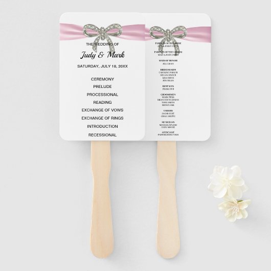 ピンクダイヤモンドボウ結婚式 プログラム ハンドファン (正面&裏面)