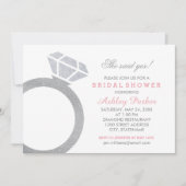 ピンクダイヤモンドリングや輪結婚グリッターブライダルシャワー 招待状 (正面)