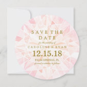 ピンクダイヤモンド結婚式の日付を保存 セーブザデート (裏面)