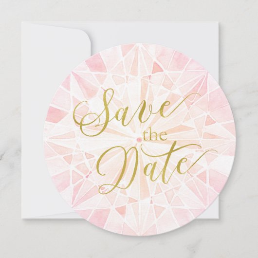 ピンクダイヤモンド結婚式の日付を保存 セーブザデート (正面)