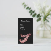 ピンクダイヤモンド羽毛ジュエルモノグラムブラック 名刺 (スタンド正面)