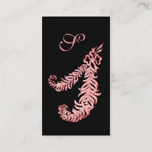 ピンクダイヤモンド羽毛ジュエルモノグラムブラック 名刺 (裏面)