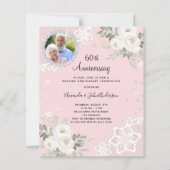 ピンクダイヤモンド花模様60結婚式招待状 (正面)