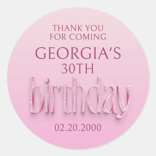 ピンクダイヤモンド誕生日 ラウンドシール (正面)