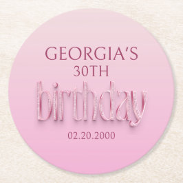 ピンクダイヤモンド誕生日 ラウンドペーパーコースター