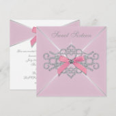 ピンクダイヤモンド ピンク スウィート16 バースデーパーティー 招待状 (正面/裏面)