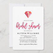 ピンクダイヤモンド|水彩宝石ブライダルシャワー 招待状 (正面)