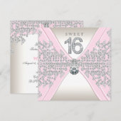 ピンクダイヤモンドSweet sixteen誕生日パーティー 招待状 (正面/裏面)
