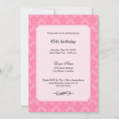 ピンクダエレガントマスク誕生日ティーパーティー 招待状 (裏面)