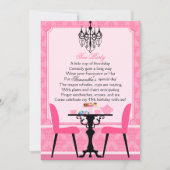 ピンクダエレガントマスク誕生日ティーパーティー 招待状 (正面)