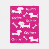 ピンクダシュンドウィーナードッグブランケットカスタマイズ名称 フリースブランケット (正面)