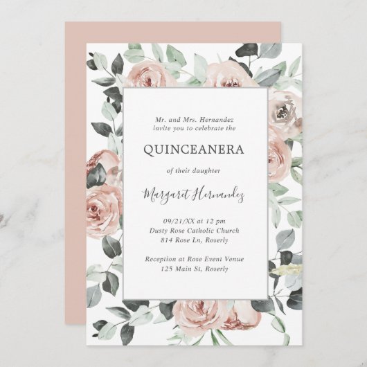 ピンクダスティバラフローラキンセアニェラ 招待状 (正面/裏面)