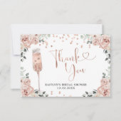 ピンクダスティバラ花びらとプロセッコサンキューカード サンキューカード (正面)