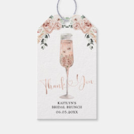ピンクダスティバラ花びらとプロセッコサンキューラベル ギフトタグ