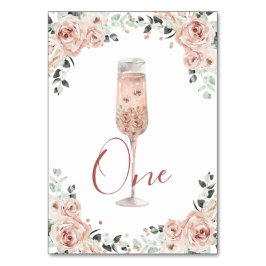 ピンクダスティバラ花びらとプロセッコテーブル番号 テーブルナンバー