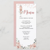 ピンクダスティバラ花びらとプロセッコブライダルシャワー メニュー (正面/裏面)