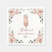 ピンクダスティバラ花びらとプロセッコペーパーナプキン スタンダードカクテルナプキン (正面)